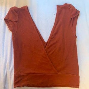 Burnt Orange Deep V Urban Outfitters Top